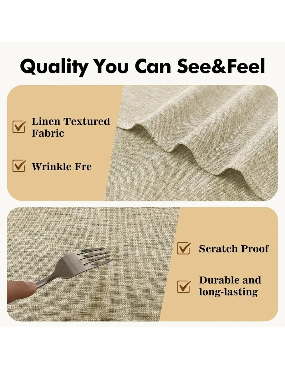 Round Table Cloth Faux Linen Farmhouse 60 Inch Wrinkle and Stain Resistant